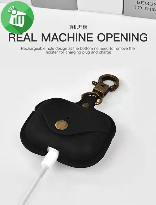 COTEetCI AP33 Magnet Leather PU Case With Hook For AirPods 3