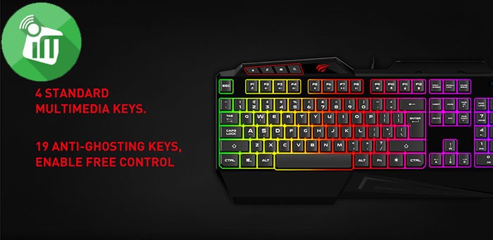 Havit KB488L Wired Multi-function RGB LED Gaming Keyboard-AR