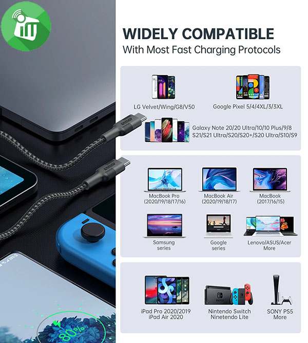 Choetech XCC-1003 PD 60W USB-C to USB-C Cable 1.2M