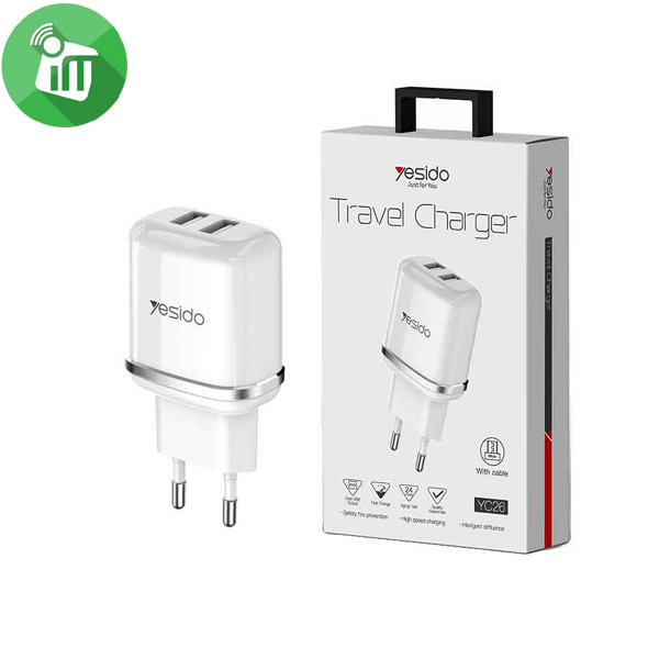 Yesido YC26 Dual Port USB Wall Charger With Micro Cable