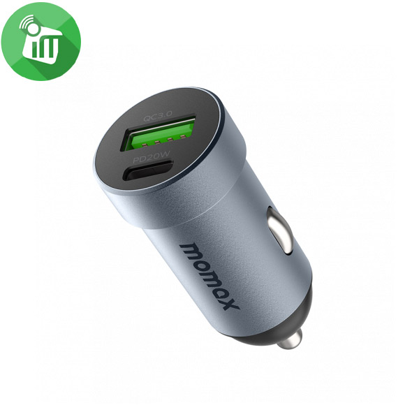 MOMAX UC12 20W Dual-port USB With USB-C PD Fast Car Charger
