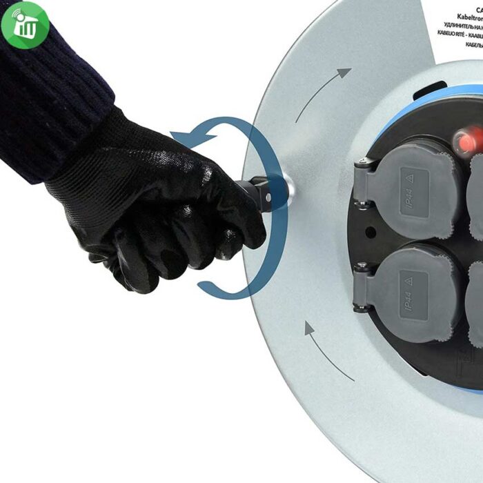iLock Power Metal Cable Reel 4 Schuko Sockets Extension Cord 25M