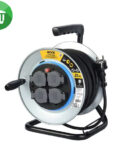 iLock Power Metal Cable Reel 4 Schuko Sockets Extension Cord 25M