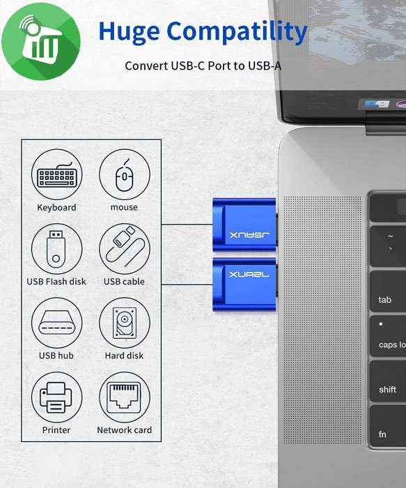 JSAUX USB-C (THUNDERBOLT 3) To USB 3.0 OTG Adapter (2-Pack)