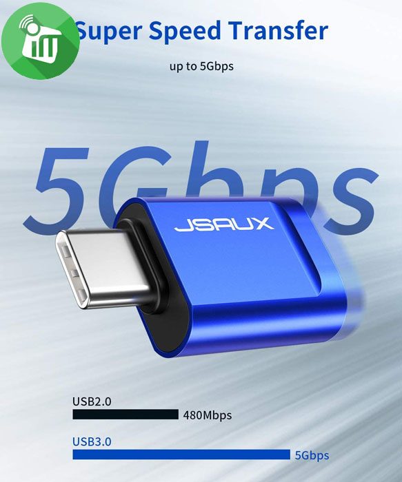 JSAUX USB-C (THUNDERBOLT 3) To USB 3.0 OTG Adapter (2-Pack)