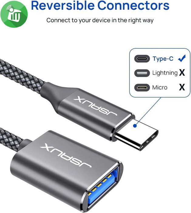 JSAUX USB-C to USB-A OTG Adapter (15CM)
