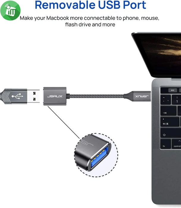 JSAUX USB-C to USB-A OTG Adapter (15CM)