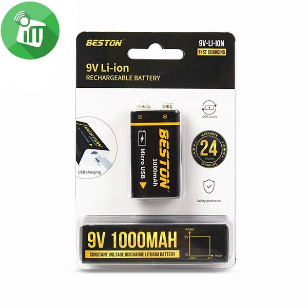 Beston Li-ion 1PCS Size 9V Micro USB Rechargeable Lithium Battery 1000mAh
