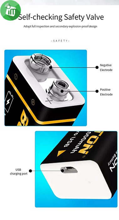 Beston Li-ion 1PCS Size 9V Micro USB Rechargeable Lithium Battery 1000mAh