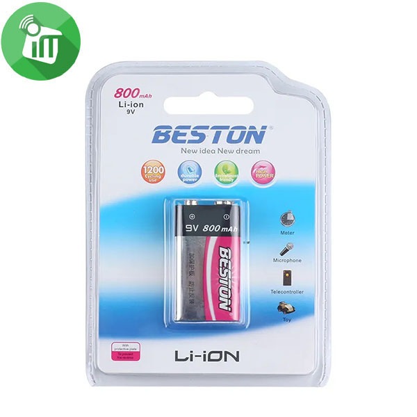 Beston Li-ion 1PCS Size 9V Rechargeable Lithium Battery 800mAh