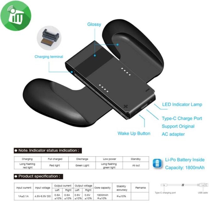 DOBE Nintendo Switch Joy-Con Charging Grip 1800mAh (TNS-873)