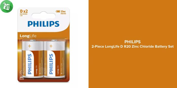 Philips 2PCS Size D Longlife Zinc Battery 1.5V