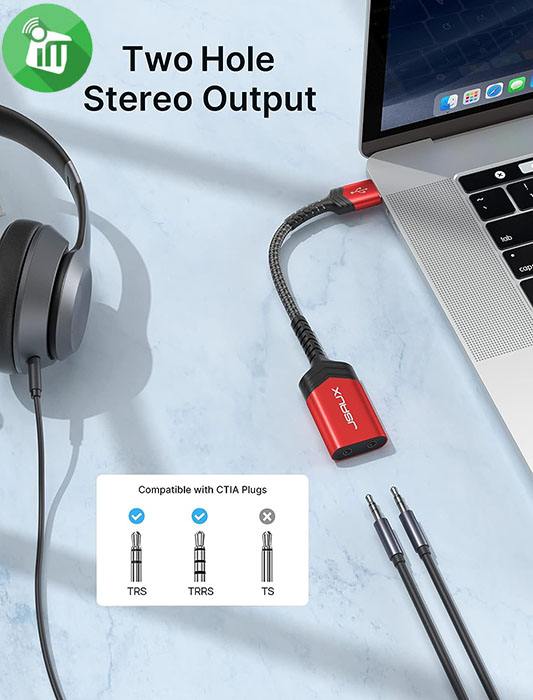 JSAUX External Stereo Sound Card Adapter