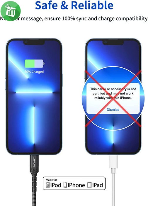 JSAUX USB-C to Lightning MFI Charging Data Cable (1.8m)