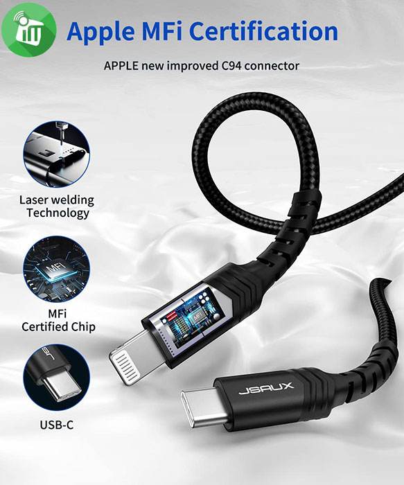 JSAUX USB-C to Lightning MFI Charging Data Cable (1.8m)