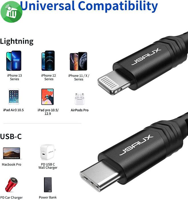 JSAUX USB-C to Lightning MFI Charging Data Cable (1.8m)