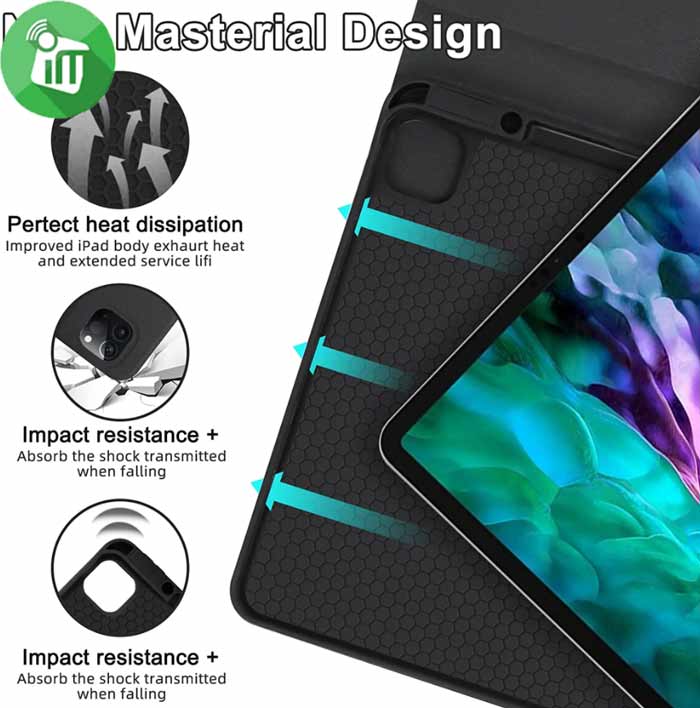 HK11T Smart Bluetooth Keyboard Cloth Case With Touchpad and Light For iPad Air 4th5th (2020-2022)iPad Pro 11 (2020-2022)