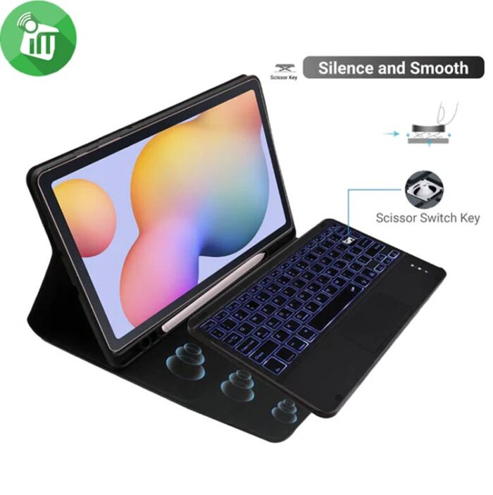 P610T Bluetooth 3.0 Keyboard Leather Case With Touchpad and Light For Samsung Galaxy Tab S6 Lite