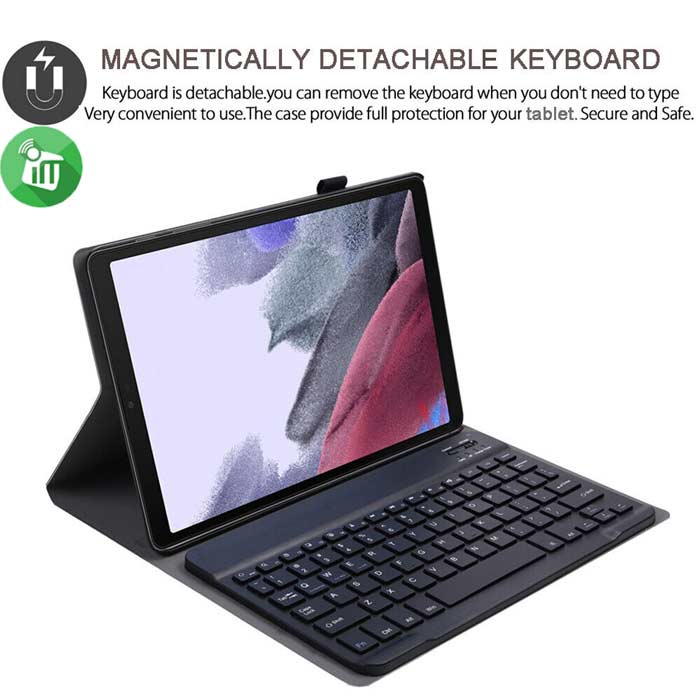 T220D Smart Bluetooth 3.0 Keyboard Leather Case With Light For Samsung Galaxy Tab A7 Lite