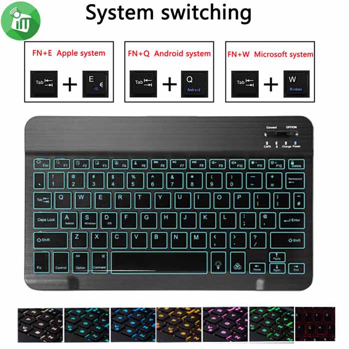 T510D Smart Bluetooth 3.0 Keyboard Leather Case With Light For Samsung Galaxy Tab A 10.1 (2019)