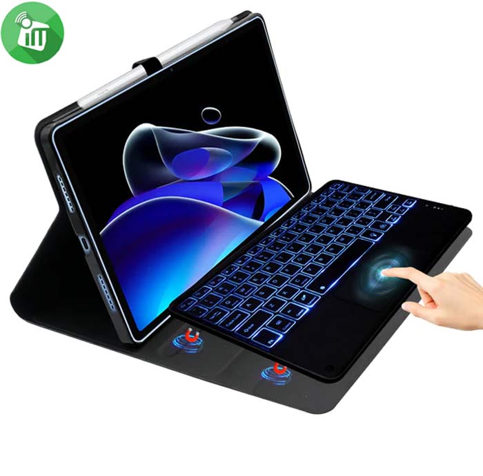 ZW104T Smart Bluetooth Keyboard Leather Case With Touchpad and Light For Realme Pad 10.4