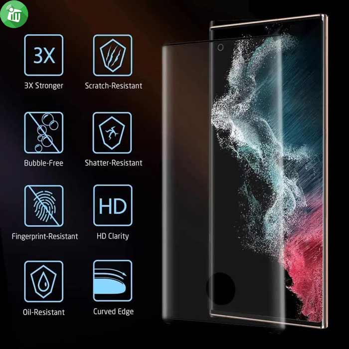 KuZoom 3D Full Glue Curved Glass Screen Protector Samsung Galaxy S23 Ultra