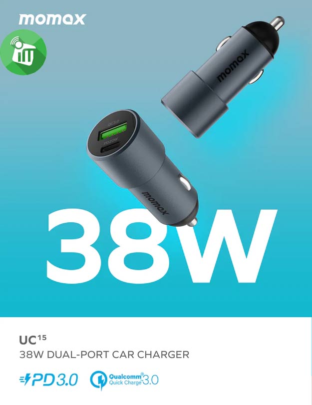 Momax UC15 38W Dual Output Car Charger