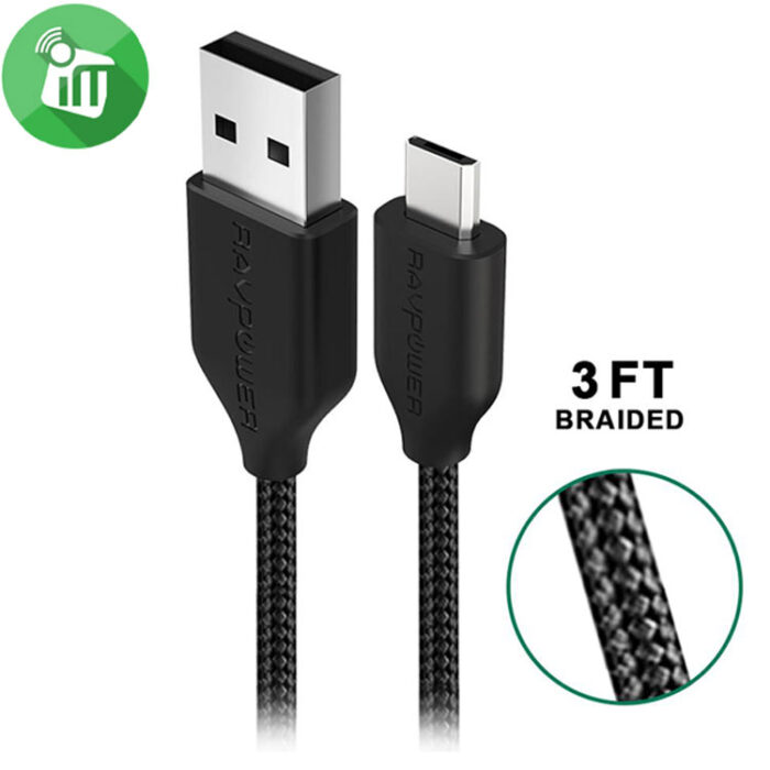 RAVPower RP-CB016 USB-A to Micro Kevlar Braided Cable (0.9m/3ft)