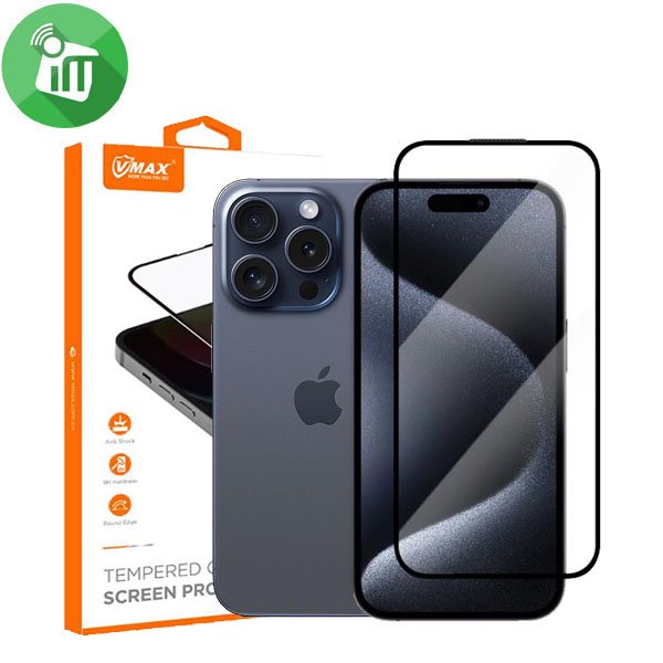 Vmax Screen Protector 2.5D Full Glue Full Cover / Dustproof Glass For iPhone 15 Pro Max