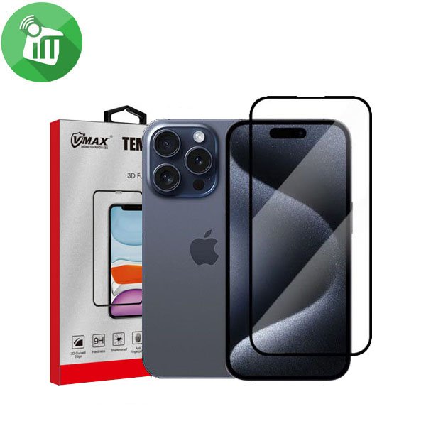 Vmax Screen Protector 3D Full Cover Tempered Glass For iPhone 15 Pro Max