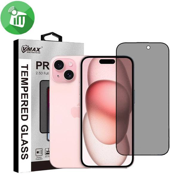 Vmax Screen Protector Privacy 2.5D Full Glue Full cover Tempered Glass For iPhone 15 Plus
