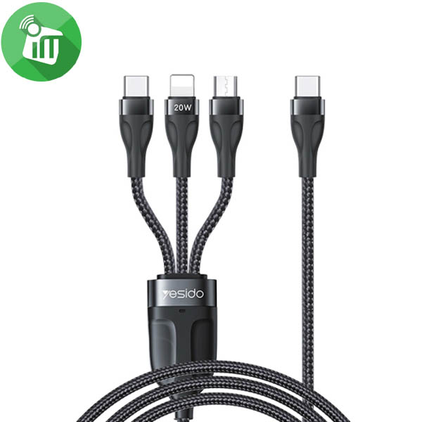 Yesido CA89 3in1 Type-C to Type-C + Lightning 20W + Micro Charging Cable (1.2M)