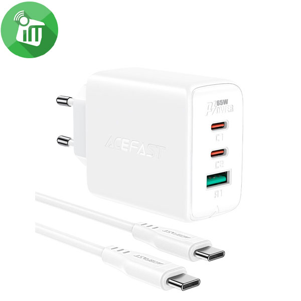 ACEFAST A13 PD 65W 3 Port Fast Wall Charger Set With USB-C Cable (100W) - Image 2