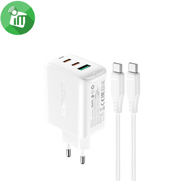 ACEFAST A13 PD 65W 3 Port Fast Wall Charger Set With USB-C Cable (100W)