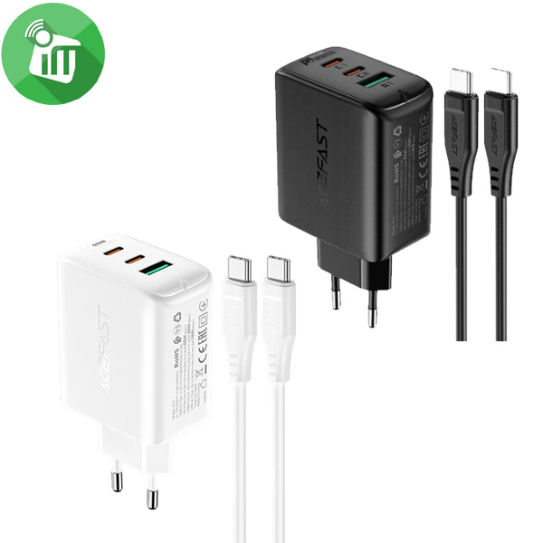 ACEFAST A13 PD 65W 3 Port Fast Wall Charger Set With USB-C Cable (100W)
