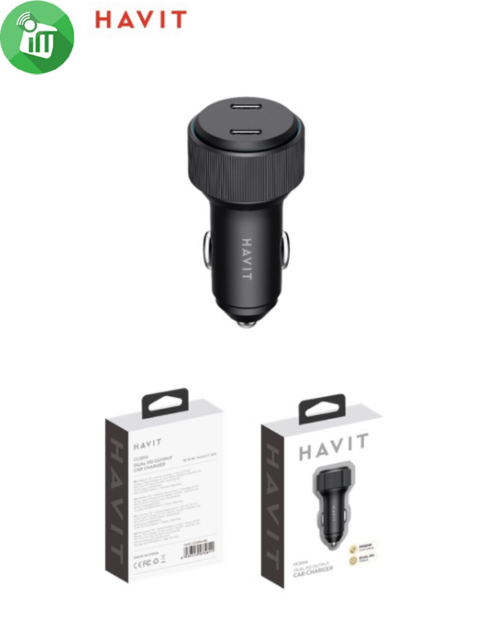 Havit CC2014 60W PD Dual USB-C Car Fast Charger