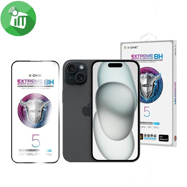 X.One Extreme 2.5D Full Coverage Shock Eliminator (5th Generation) Screen Protector For iPhone 15
