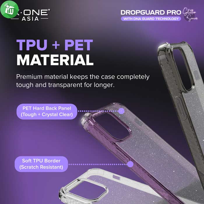 X.One DropGuard Pro Glitter Impact Protection Case iPhone 15 Pro