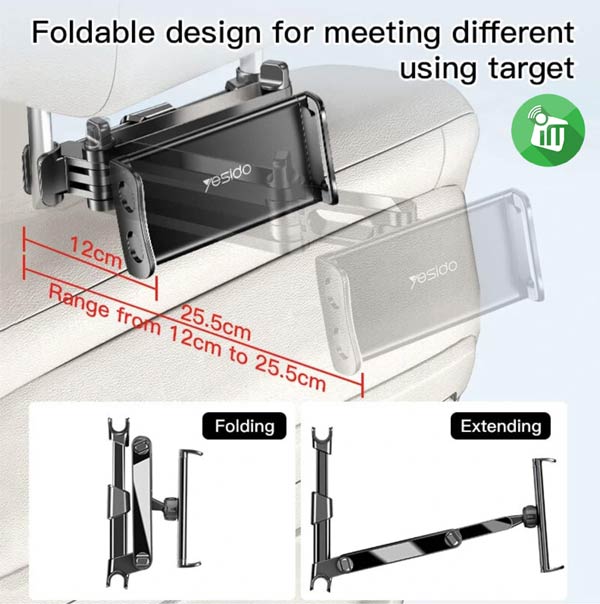 Yesido C117 Rear Bracket Adjustable Holder Back Seat Car (4.5-8 Inch)