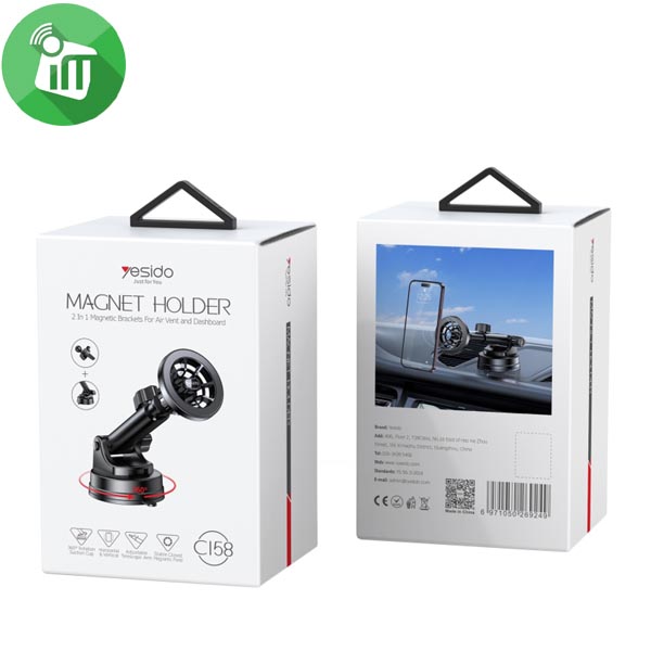 Yesido C158 2in1 Suction Cup/Air Vent Magnetic Car Holder