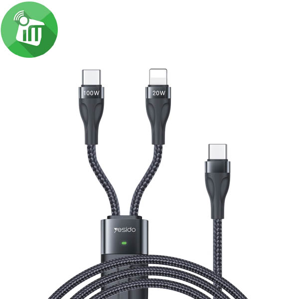 Yesido CA87 2in1 USB-C to USB-C 100W With Lightning 20W Charging Cable (1.4M)