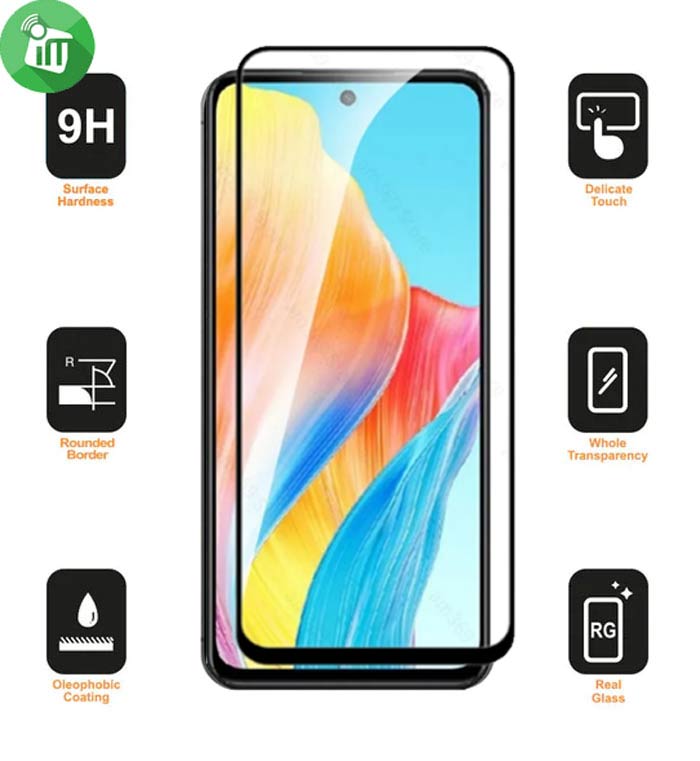 Vmax Screen Protector 2.5D Full Glue Full cover Tempered Glass For Oppo A58 4G