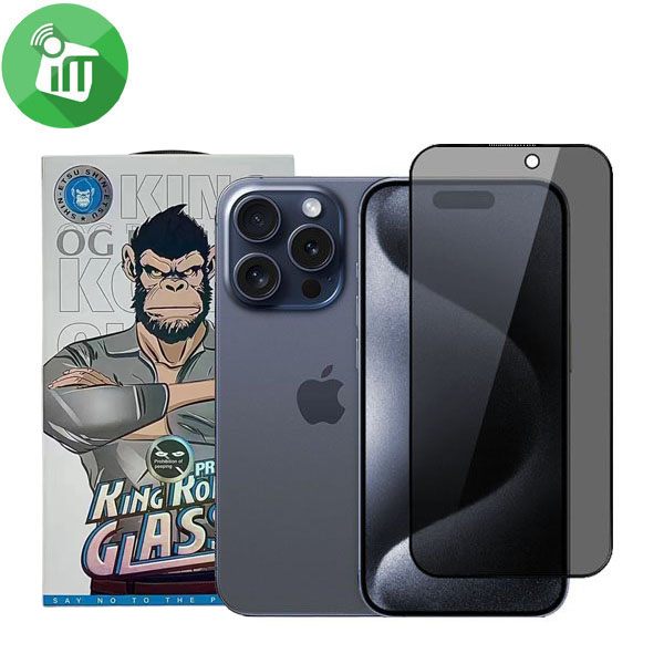 KingKong Full Glue Privacy HD Glass Guard Screen iPhone 15 Pro