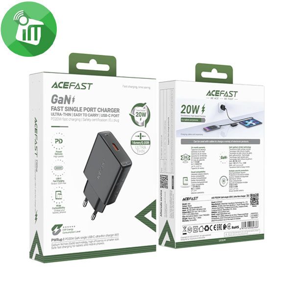 ACEFAST A65 PD 20W USB-C Ultra-thin Wall Charger