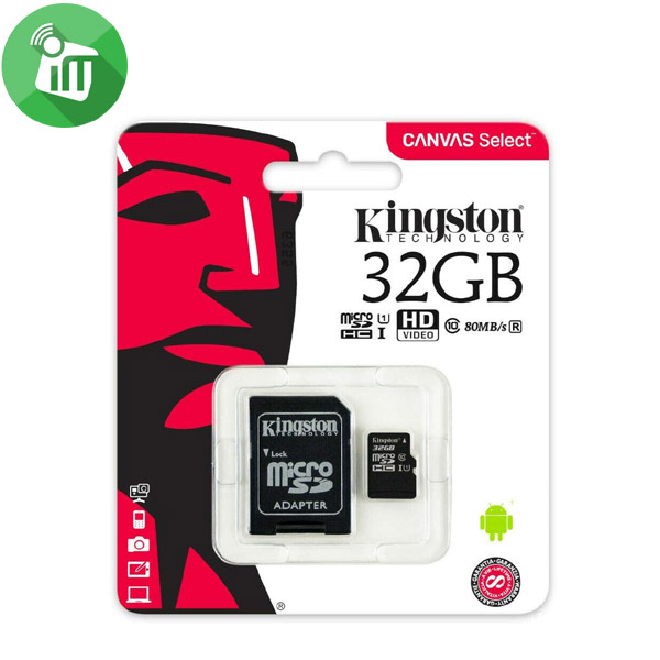 Kingston 32GB Class 10 80MBs SDHC Micro Memory card