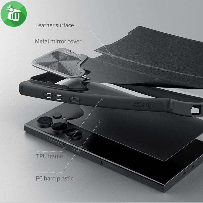 Nillkin Qin Prop Plain Leather + Cloth Case Samsung Galaxy S24 Ultra
