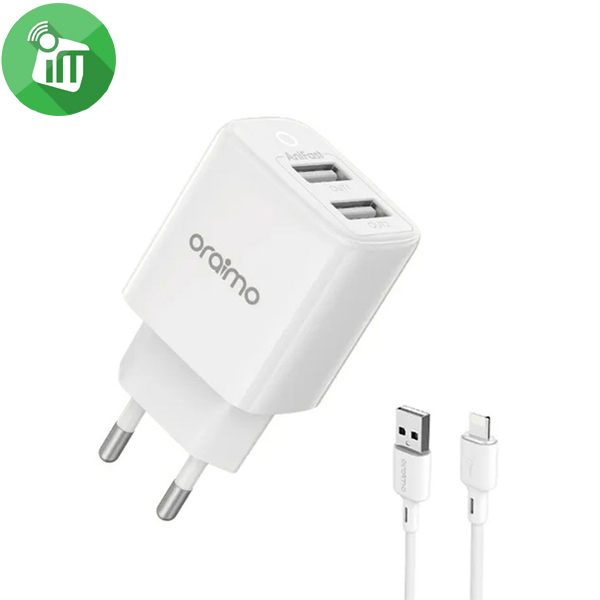 Oraimo Firefly 2U 2.4A Dual USB Charger With Lightning Cable