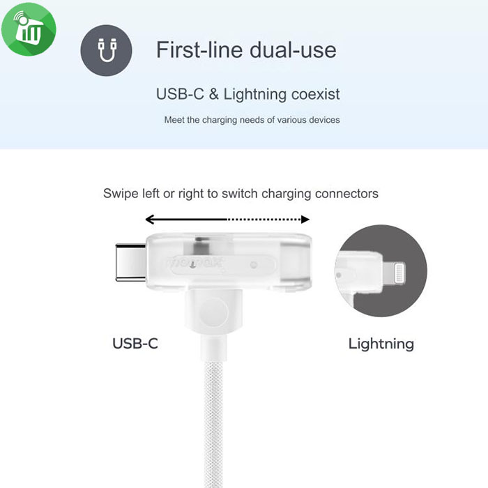 Momax DL56 1-Link Flow Duo USB-C to USB-C / Lightning Cable 60W (1.5m)