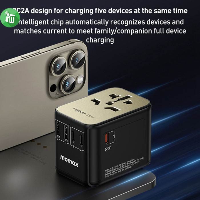 Momax UA9 1-World PD 35W 5 ports + AC Travel Adapter