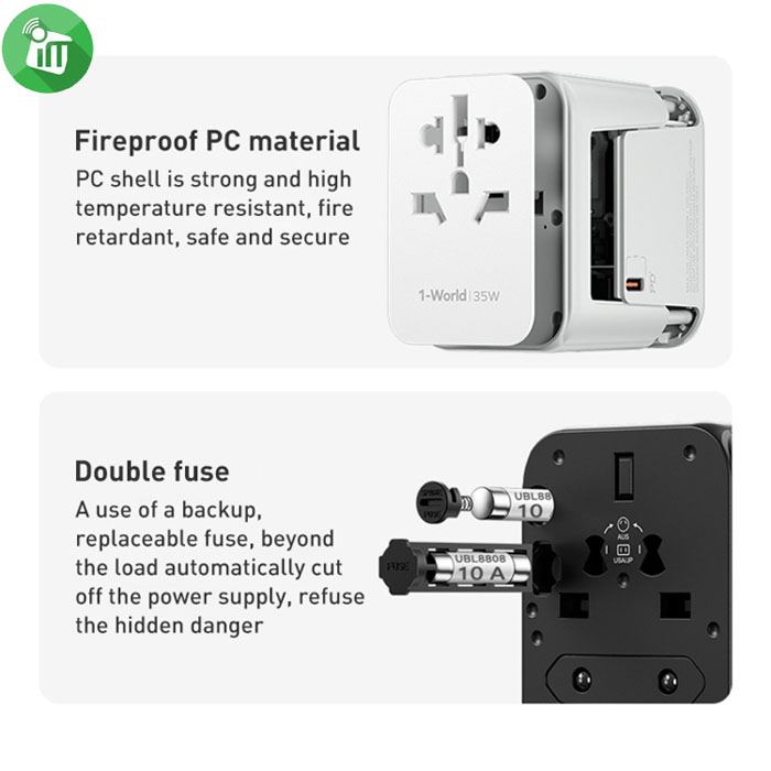 Momax UA9 1-World PD 35W 5 ports + AC Travel Adapter